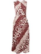 Victoria Beckham Leopard Print Midi Dress - Red