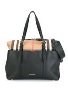Burberry Kids House Check And Leather Baby Changing Bag - Black