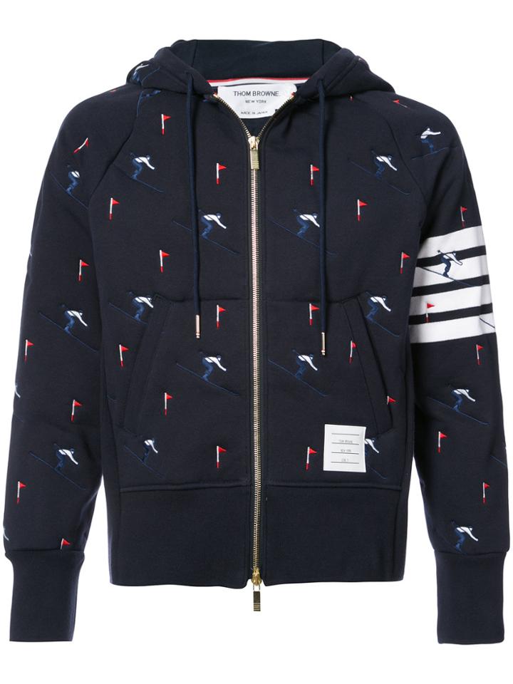 Thom Browne Embroidered Skier Hoodie - Blue