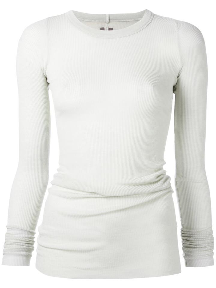 Rick Owens - Ribbed T-shirt - Women - Silk/viscose - 42, Nude/neutrals, Silk/viscose
