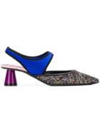 Emilio Pucci Cutout Glittery Pointed Pumps - Black