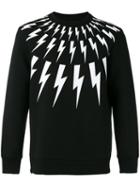 Neil Barrett Lightning Sweatshirt, Men's, Size: Xs, Black, Lyocell/cotton/viscose/spandex/elastane
