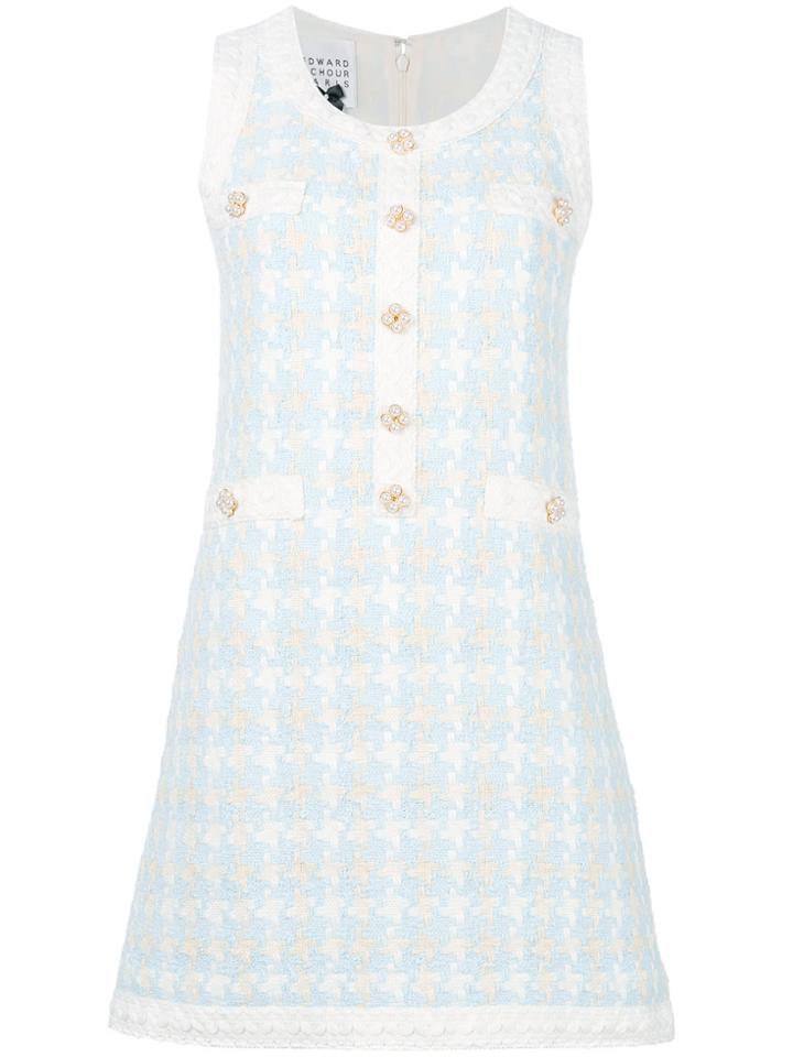 Edward Achour Paris Embroidered Fitted Dress - Blue