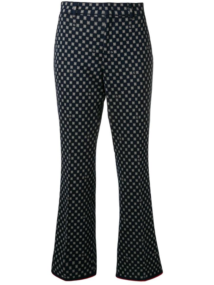 Gucci Patterned Flared Trousers - Blue