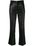 8pm Snakeskin-effect Cropped Trousers - Black