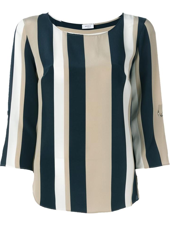 Akris Punto Striped Relaxed Fit Blouse, Women's, Size: 40, Black, Silk