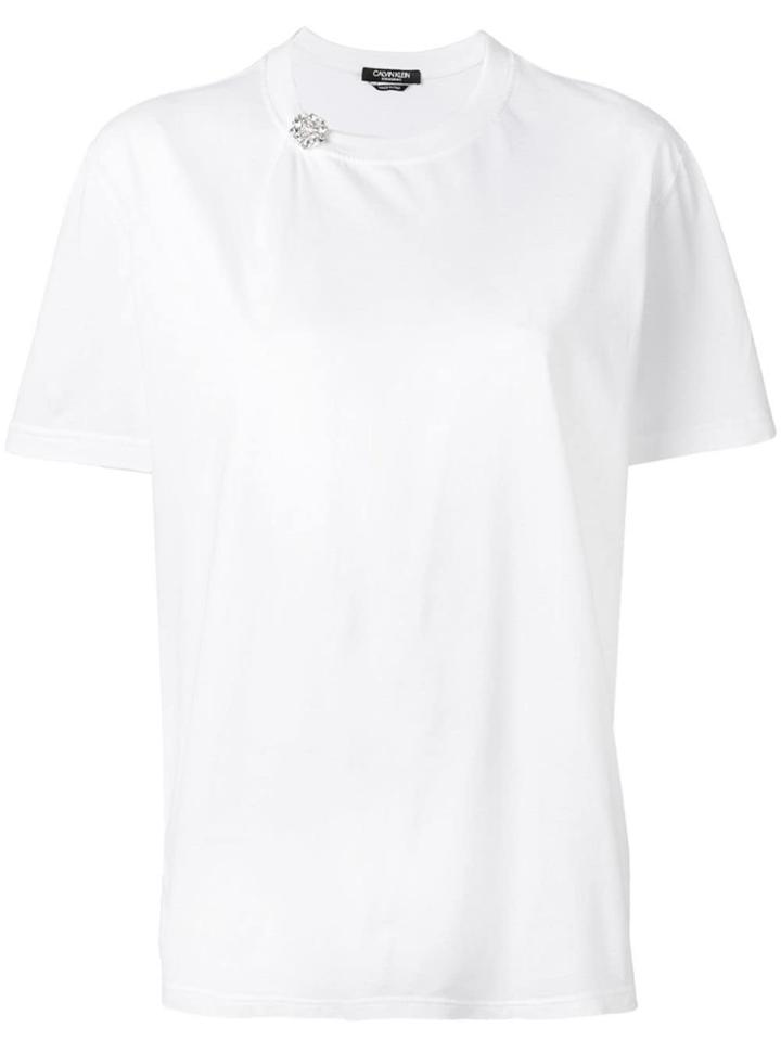 Calvin Klein 205w39nyc Crystal Flower Embellished T-shirt - White
