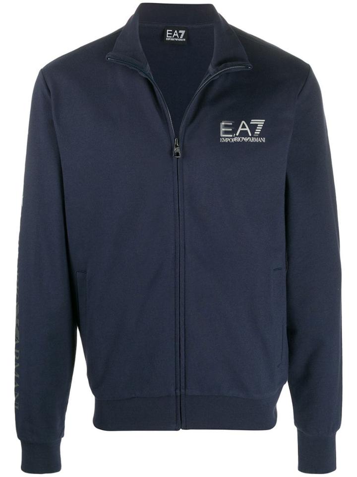 Ea7 Emporio Armani Track Style Logo Jacket - Blue