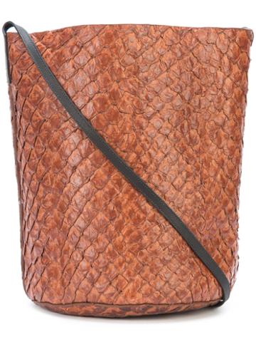 Osklen - Classic Bucket Bag - Women - Cotton/calf Leather/pirarucu Skin - One Size, Brown, Cotton/calf Leather/pirarucu Skin