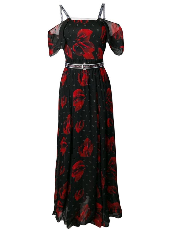 Karl Lagerfeld Flower Print Maxi Dress - Black