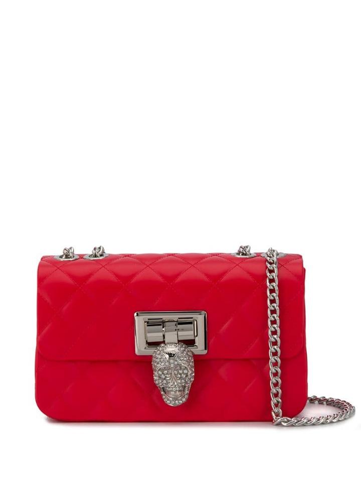 Philipp Plein Crystal Skull Shoulder Bag - Red