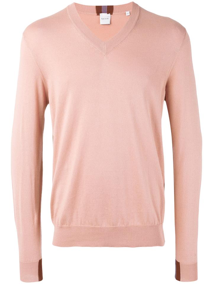 Paul Smith Classic V-neck Jumper - Pink & Purple