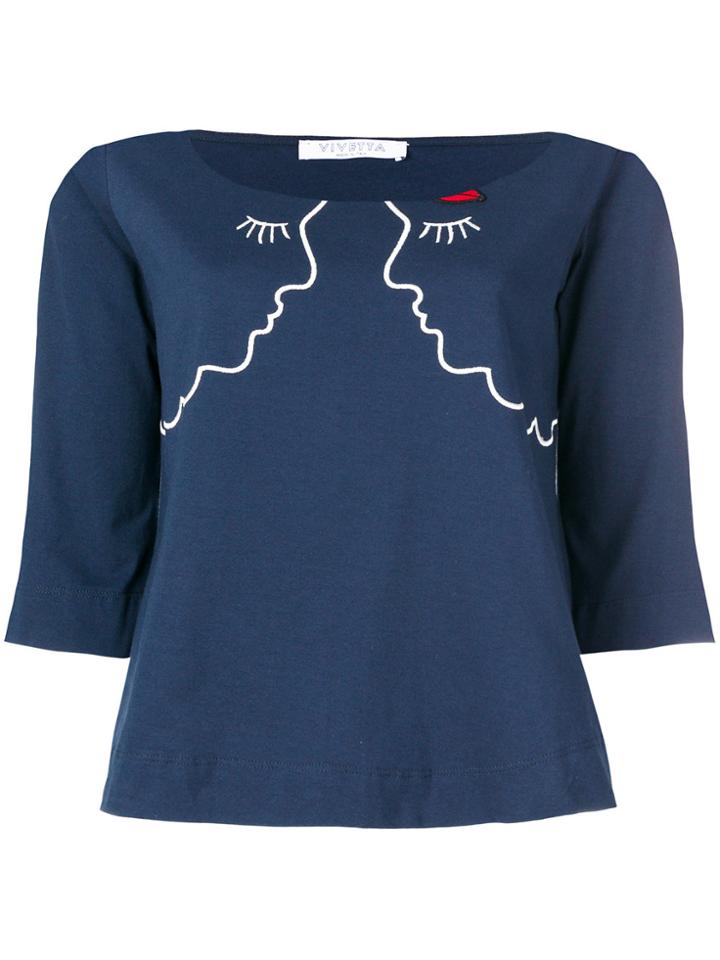 Vivetta Embroidered Faces Jumper - Blue