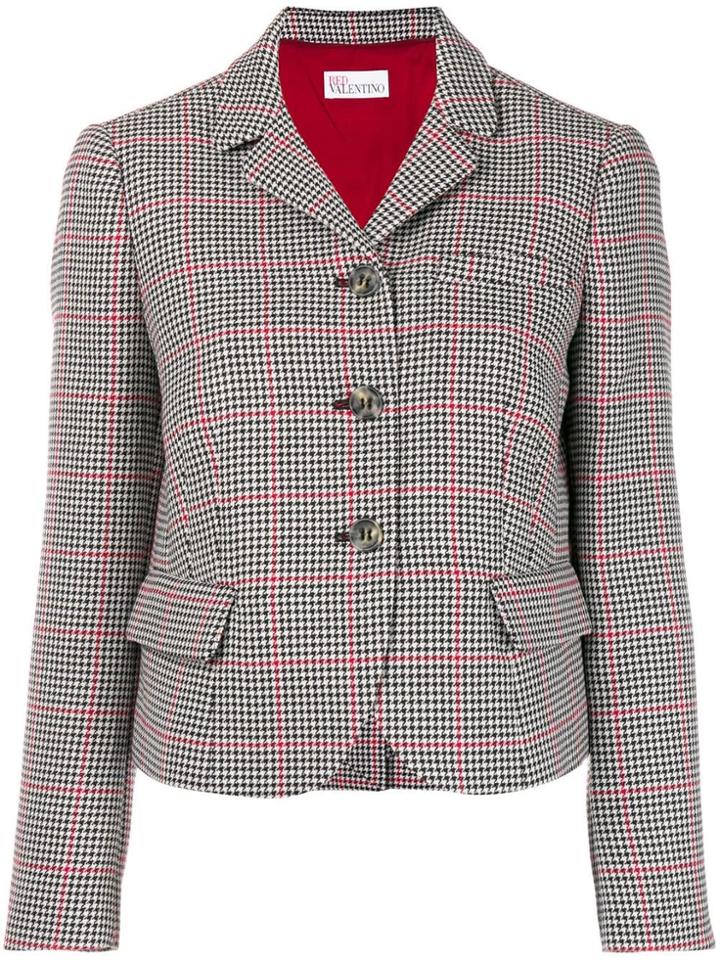Red Valentino Cropped Check Pattern Jacket - Black