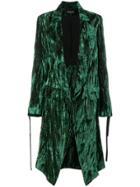 Ann Demeulemeester Long Lapel Textured Coat - Green
