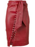 Iro - Thessa Skirt - Women - Cotton/lamb Skin/spandex/elastane - 36, Red, Cotton/lamb Skin/spandex/elastane