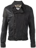 Pihakapi Embellished Biker Jacket, Men's, Size: Small, Grey, Lamb Skin/viscose