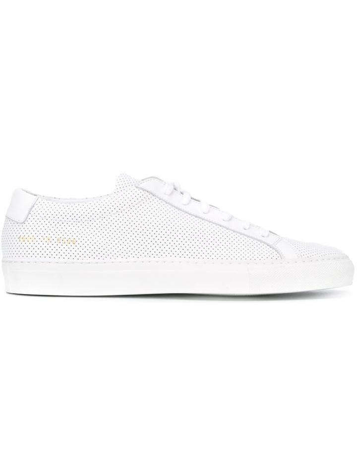 Common Projects Achilles Low Perforated Sneakers, Men's, Size: 45, White, Leather/rubber