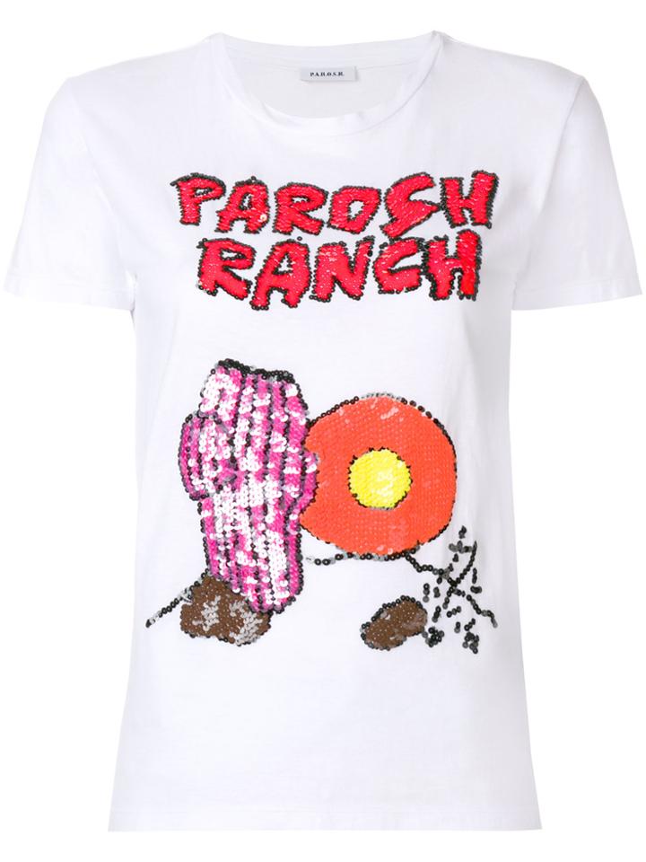 P.a.r.o.s.h. Ranch Graphic Sequined T-shirt - White