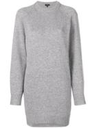 Theory Fine Knit Crewneck Sweater Dress - Grey