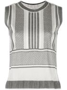 Pleats Please By Issey Miyake Striped Sleeveless Top - Grey