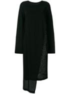 Yohji Yamamoto Spotted Draped Midi Dress - Black