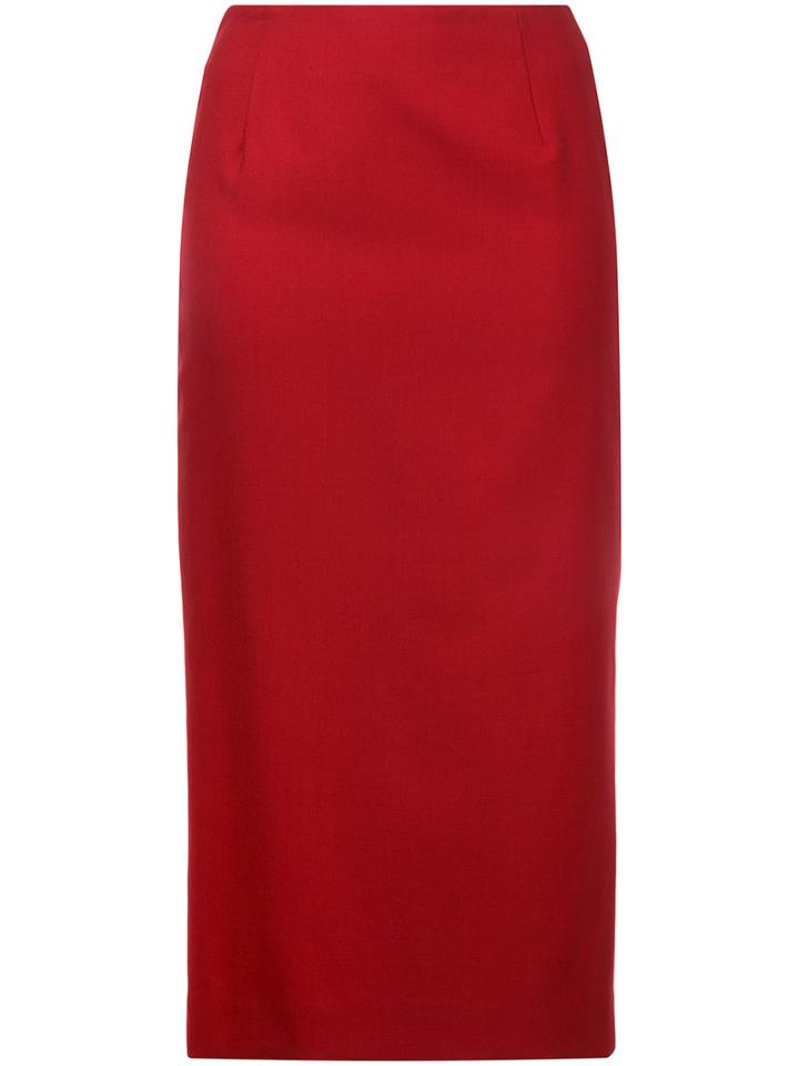 Le Ciel Bleu - Relaxed Pencil Skirt - Women - Wool - 36, Red, Wool