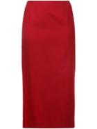 Le Ciel Bleu - Relaxed Pencil Skirt - Women - Wool - 36, Red, Wool