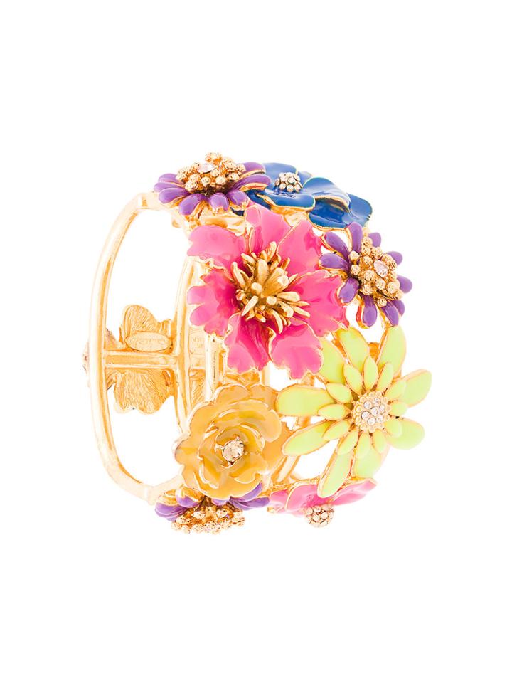 Oscar De La Renta Painted Floral Bracelet - Metallic