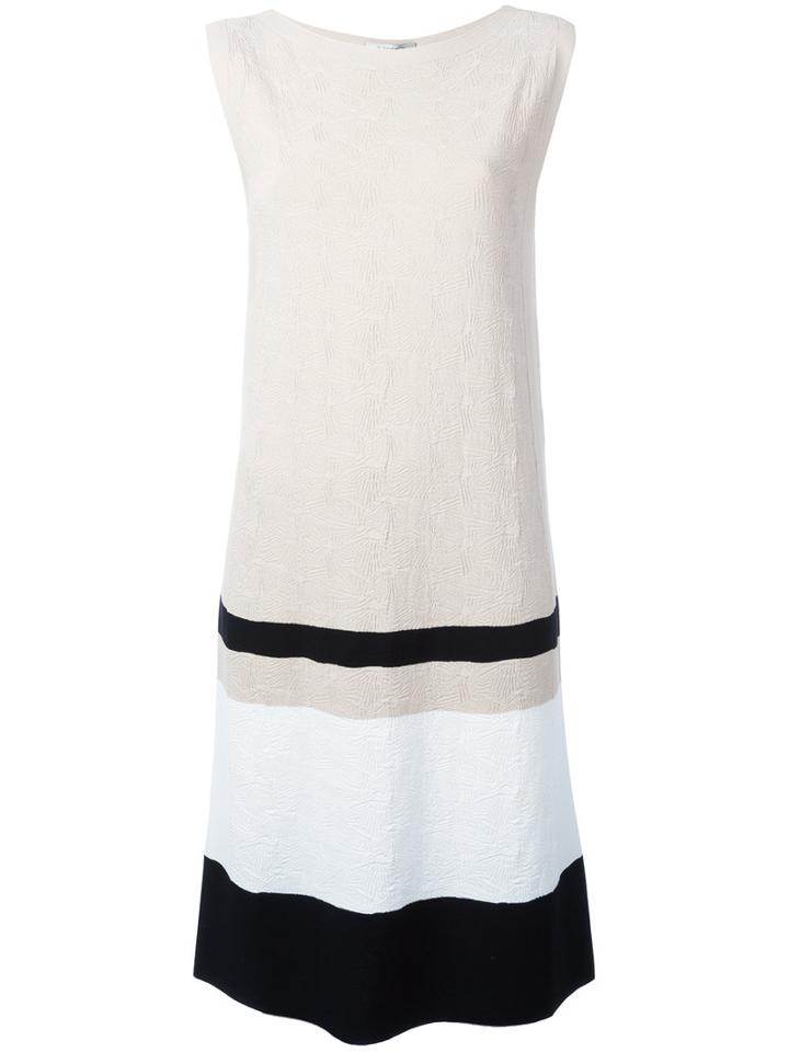 D.exterior Contrast Stripe Dress, Women's, Size: Xl, Nude/neutrals, Polyamide/viscose