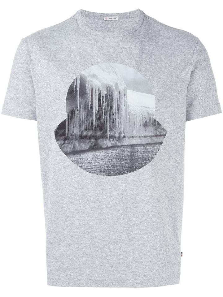 Moncler Icicle Print Logo T-shirt, Men's, Size: Xxl, Grey, Cotton