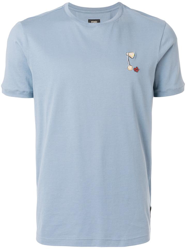 Fendi Embroidered Logo T-shirt - Blue