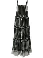 Twin-set Layered Striped Maxi Dress - Black