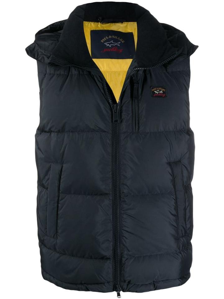 Paul & Shark Hodded Feather Down Gilet - Blue