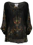 Camilla Raglan Sleeve Blouse - Black