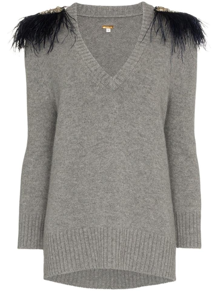 Johanna Ortiz Hierbatera Shoulder Embellished Cashmere Jumper - Grey