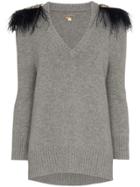 Johanna Ortiz Hierbatera Shoulder Embellished Cashmere Jumper - Grey