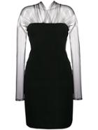 Karl Lagerfeld Tulle Top Midi Dress - Black
