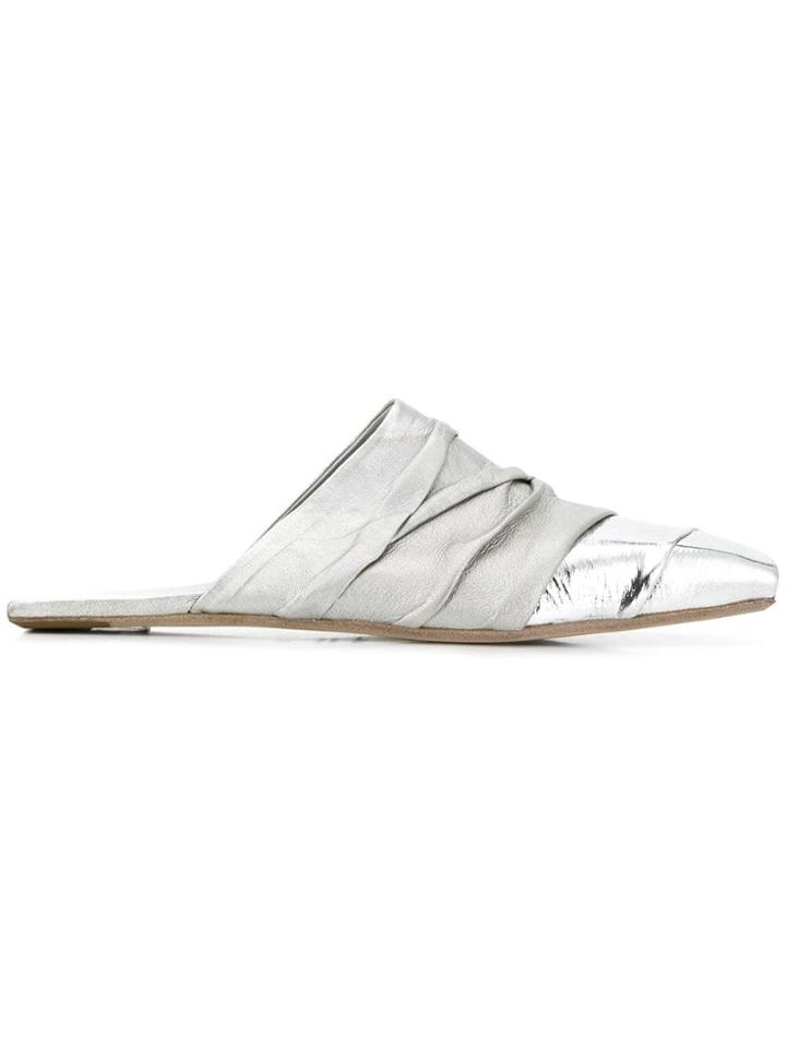 Rick Owens Square Toe Mules - Silver