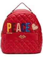 Love Moschino Peace Quilted Appliqué Backpack - Red