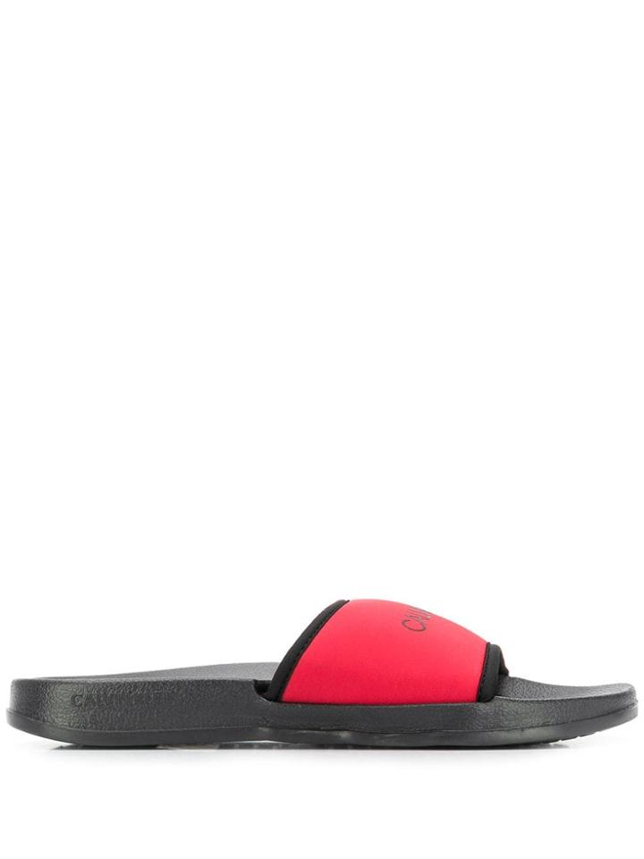 Calvin Klein Logo Pool Slides - Red
