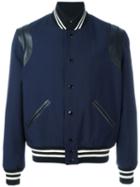 Saint Laurent Teddy Bomber Jacket, Men's, Size: 50, Blue, Cotton/lamb Skin/cupro/virgin Wool