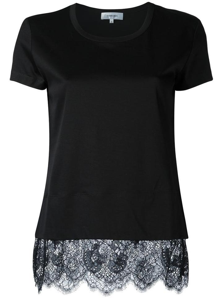 Carven - Lace Trim Blouse - Women - Cotton/polyamide - 38, Black, Cotton/polyamide