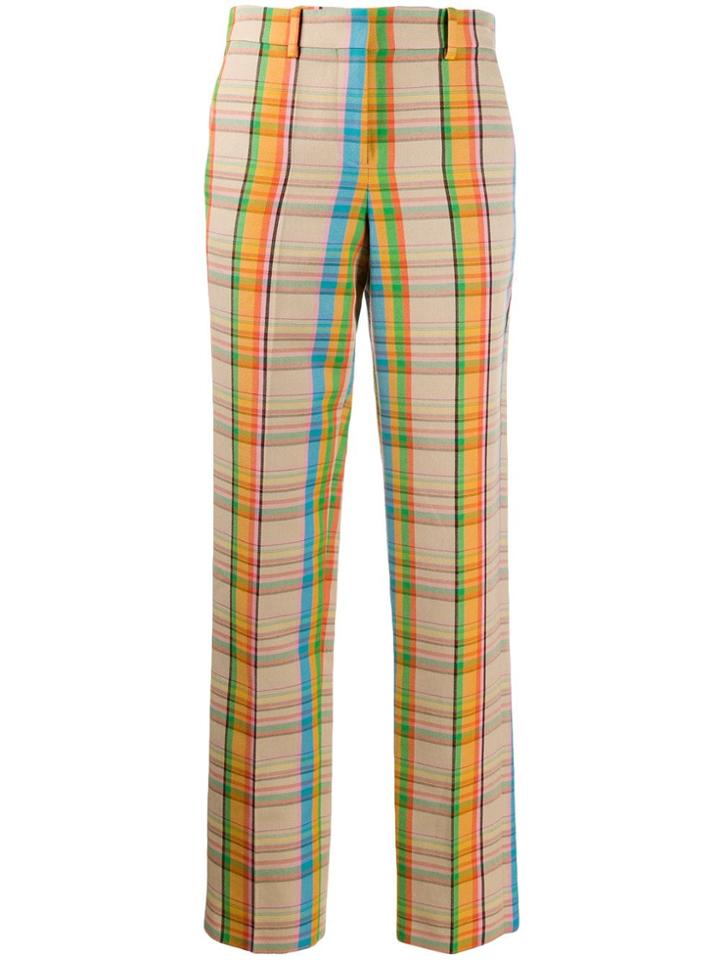 Loewe Checked High-waist Trousers - Neutrals