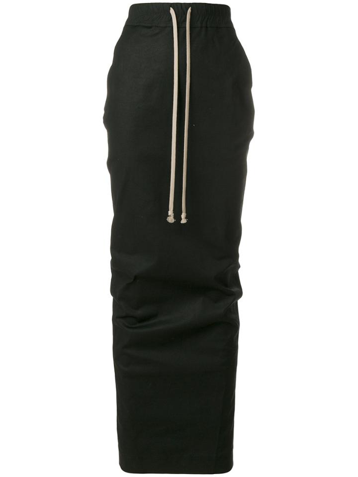 Rick Owens Drkshdw Fitted Long Drawstring Skirt - Black