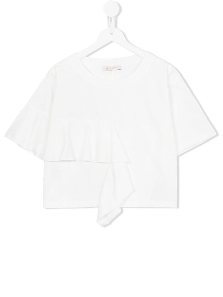 Dondup Kids Ruffled T-shirt, Girl's, Size: 14 Yrs, White