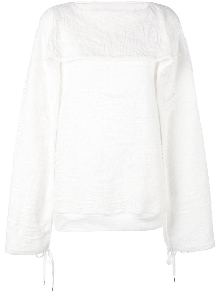 Chalayan Ruched Jumper, Women's, Size: Small, White, Cotton/polyester