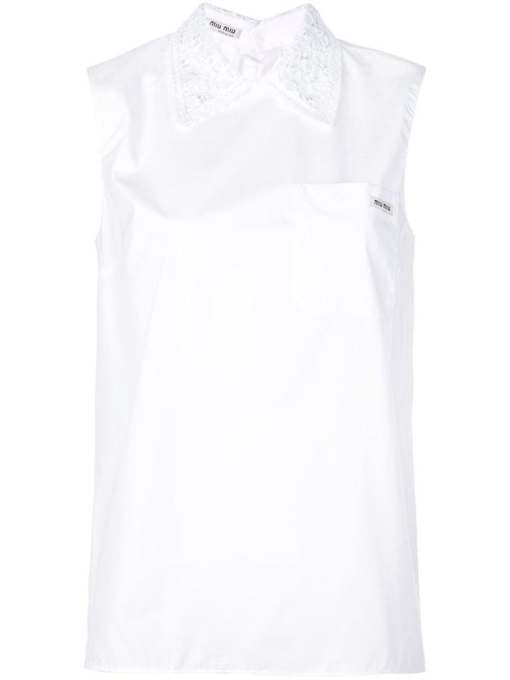 Miu Miu Rear Button Tank Shirt - White
