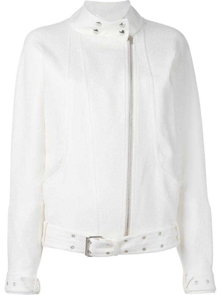 Iro Hollie Biker Jacket, Women's, Size: 34, White, Cotton/viscose/spandex/elastane/viscose