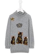Dolce & Gabbana Kids Embellished Knit Dress, Girl's, Size: 8 Yrs, Grey